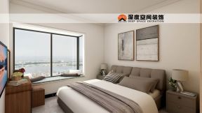 121平米现代简约三居室卧室飘窗设计效果图
