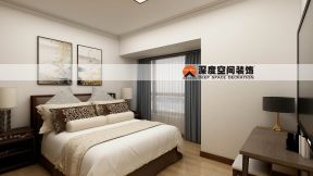 112平米现代中式风格三居卧室窗帘设计效果图