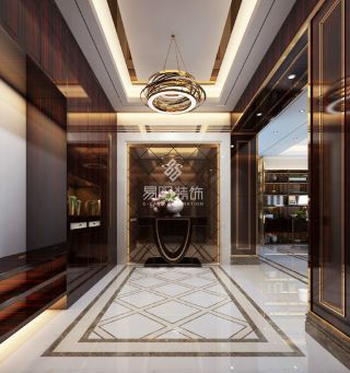 港式风格600平米别墅走廊地砖设计效果图