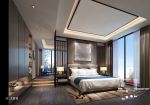 新中式风格600平米别墅卧室床头背景墙装潢效果图