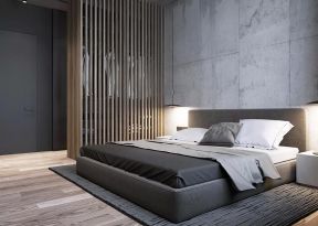 现代风格高级公寓简约灰色卧室装修设计图片 