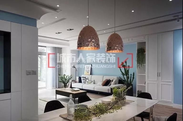 66平方混搭風(fēng)格餐廳吊燈裝修設(shè)計效果圖