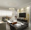 145平米现代风格三居客厅瓷砖电视墙设计效果图