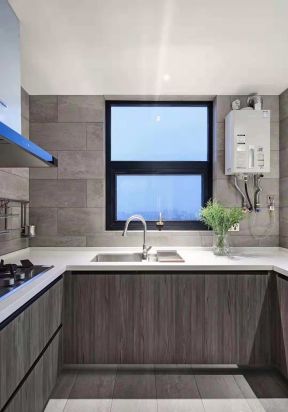 110平现代简约风格三居厨房窗户设计效果图片