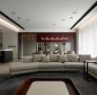 高层大户型家庭客厅白色布艺沙发装修效果图