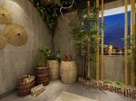 中式风格70平米茶馆背景墙装修效果图