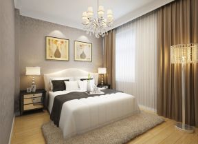 现代简约140平米三居室卧室窗帘搭配设计效果图