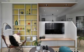 银城东苑80平米两居室现代简约风格电视背景墙装修效果图