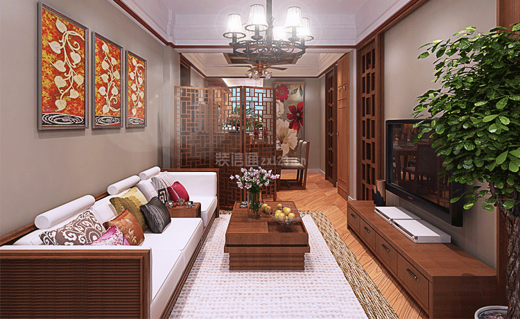 150平米混搭风格四居室客厅实木茶几设计效果图