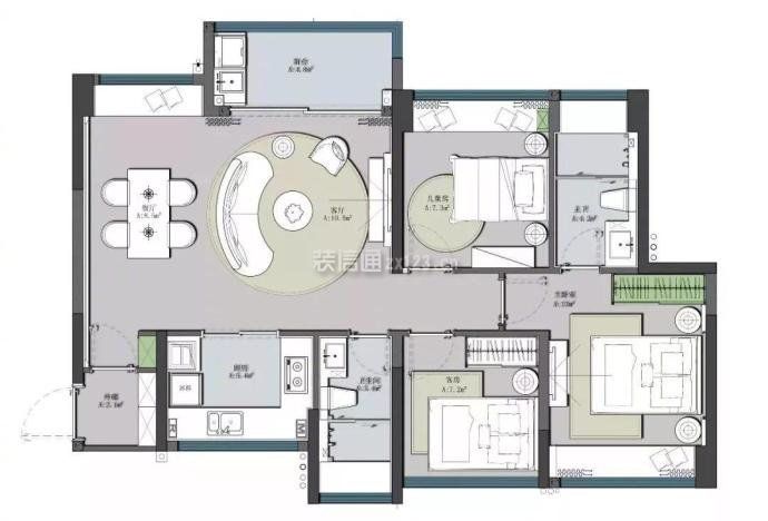 89平方米两居室户型平面图