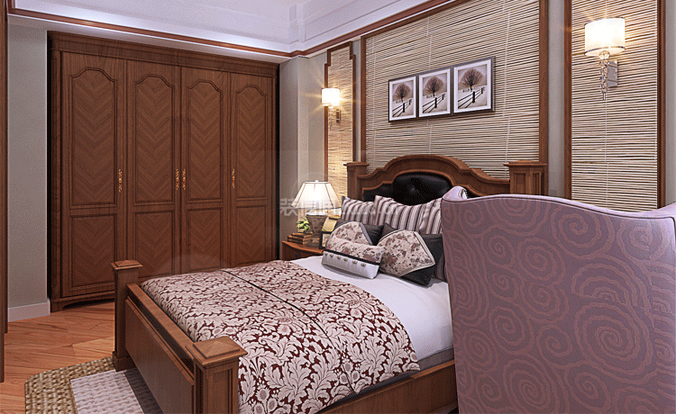 150平米混搭风格四居室卧室实木衣柜设计效果图