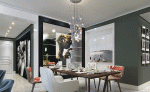 150平米现代简约三居餐厅吊灯装修效果图