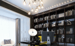 150平米现代简约三居书房书柜装修效果图