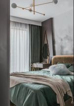 90平米二居室简约北欧风格卧室窗帘设计图片