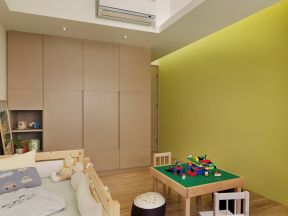 简约风格124平米三居儿童房绿色背景墙设计图片