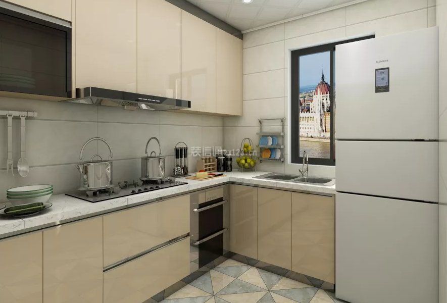 现代风格87平二居室厨房橱柜设计效果图