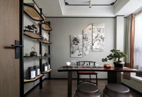 绵阳别墅新中式风格书房书桌装修图片