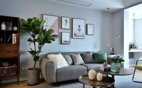简约北欧风格80平米二居室客厅沙发墙家装设计图片