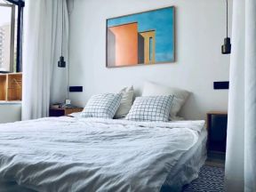 50平米北欧风格小户型卧室挂画装修图片