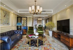 84平米简美式风格平层客厅茶几设计图片