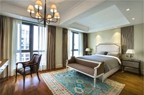 84平米简美式风格平层卧室窗帘设计图片