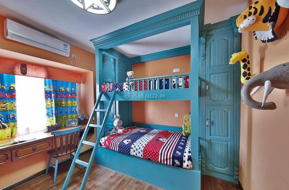 成都田园风格儿童房高低床设计图片