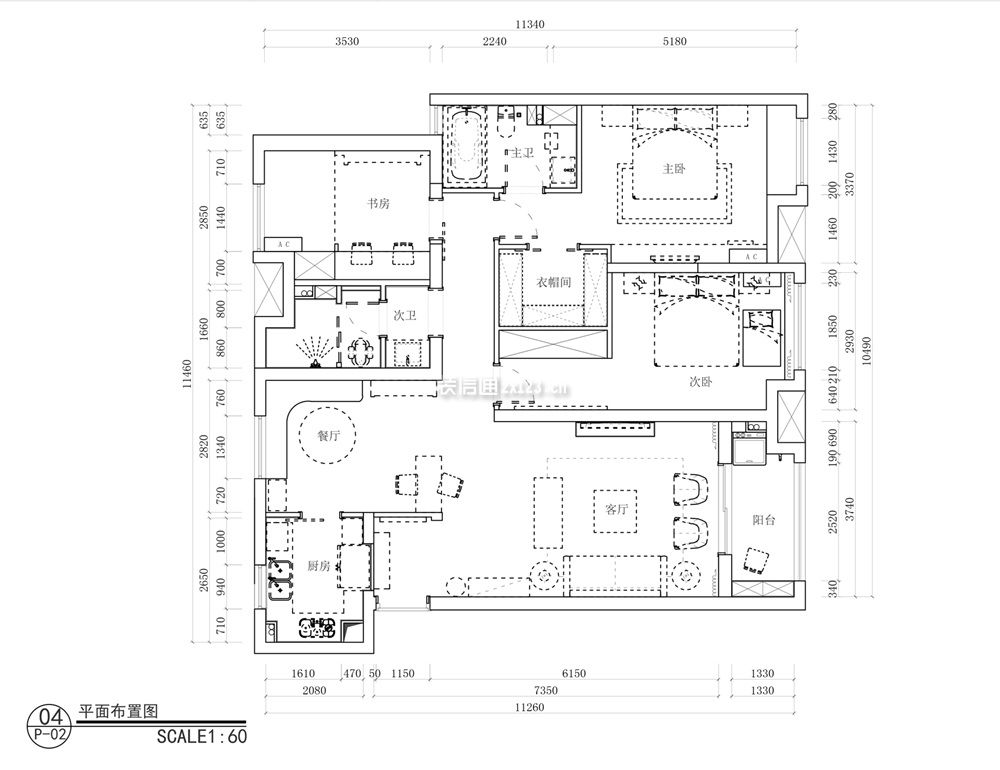 2023三居室房屋平面設(shè)計(jì)圖