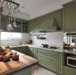 成都田园风格厨房绿色橱柜装修设计效果图