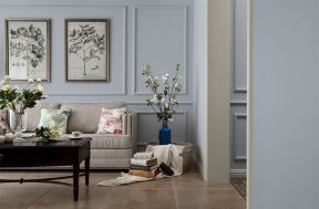 95平米简约美式风格三居客厅沙发背景墙设计图片