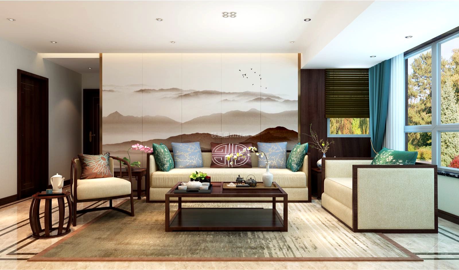 新中式沙发背景墙 2020新中式沙发背景墙图片  