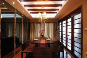 240平米新中式风格四居餐厅实木餐桌装修图片