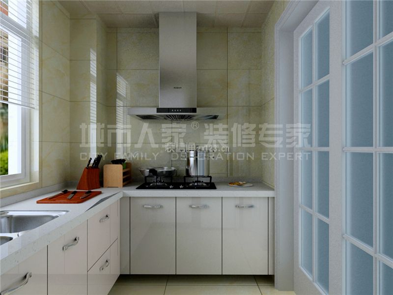 90平米两居室现代厨房橱柜装修效果图