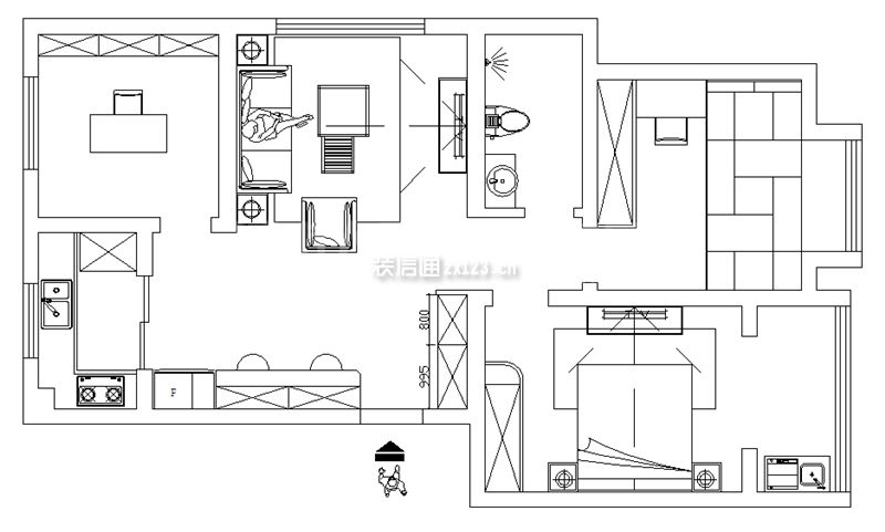 80平米两居室户型设计图