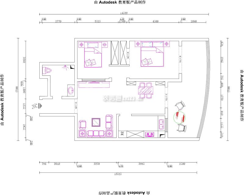 126平方米二居住宅戶型圖