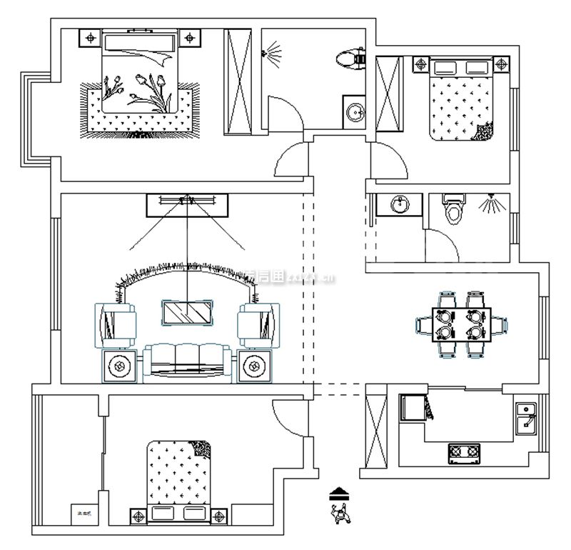 2023三居室住宅戶型設(shè)計圖