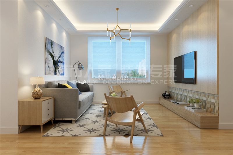 80平米简约风格两居室客厅沙发设计效果图片