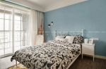 92平米现代简约风格二居卧室蓝色背景墙设计图片