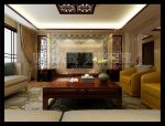 新中式风格170平复式客厅实木茶几家装效果图