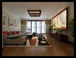 新中式风格170平复式客厅吸顶灯家装效果图