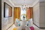 141平米现代风格饭厅彩色条纹窗帘效果图
