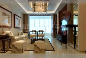 时尚新中式126平米三居室客厅茶几设计效果图