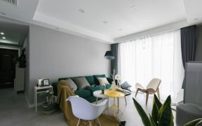 109平米简约北欧风格三居客厅布艺沙发设计图片