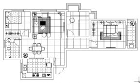 92平米二居室房屋平面设计图纸