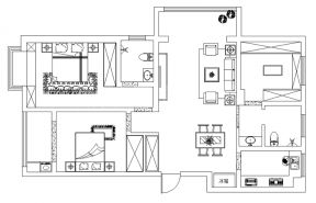 98平米二居室房屋平面布置图