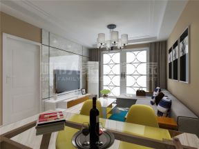 98平米现代简约风格二居室客厅吊灯装饰效果图