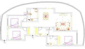 130平方米三室房屋戶型布置圖