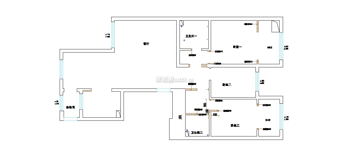 130平米三室戶(hù)型設(shè)計(jì)圖