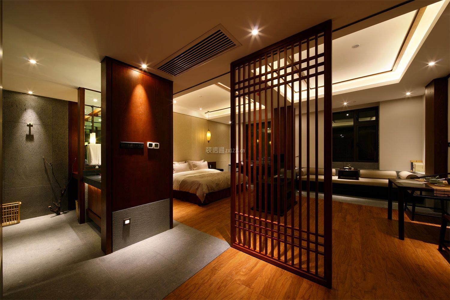 新中式风格2000平米酒店房间隔断设计图片
