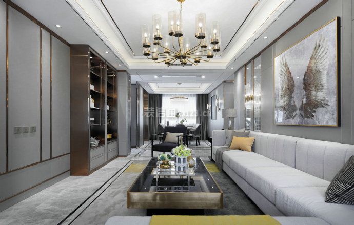 130平米现代港式风格三居客厅茶几装饰图片
