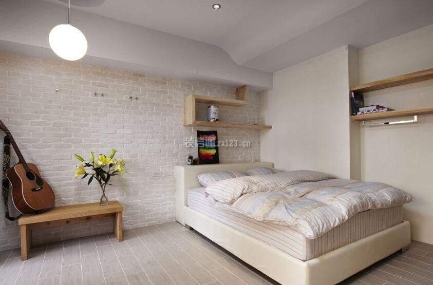 38平米小户型样板房卧室文化砖背景墙设计